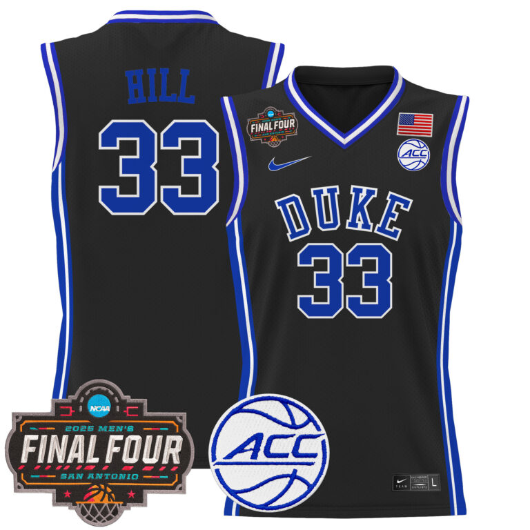 Men Duke Blue Devils #33 Hill black 2025 Final Four Patch NCAA Jersey->ncaa teams->NCAA Jersey